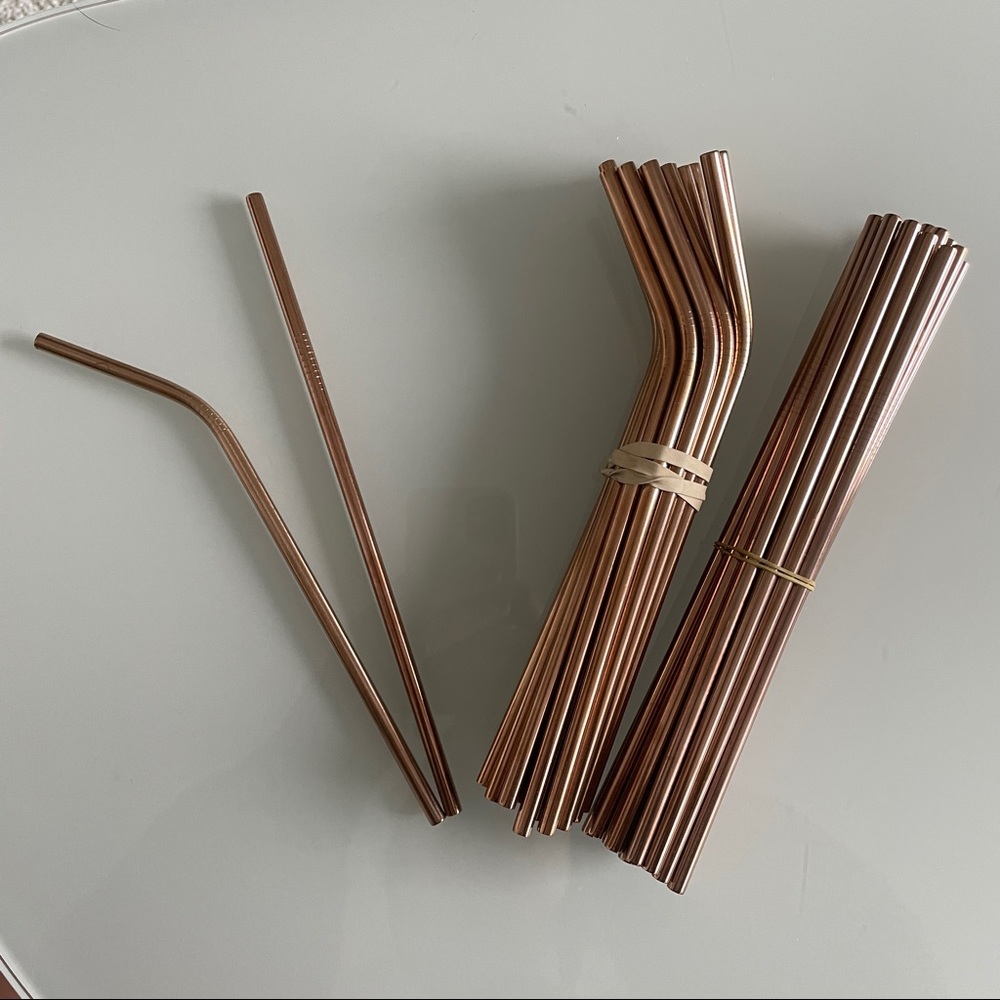 Bundle of Rose Gold Metal Straws
